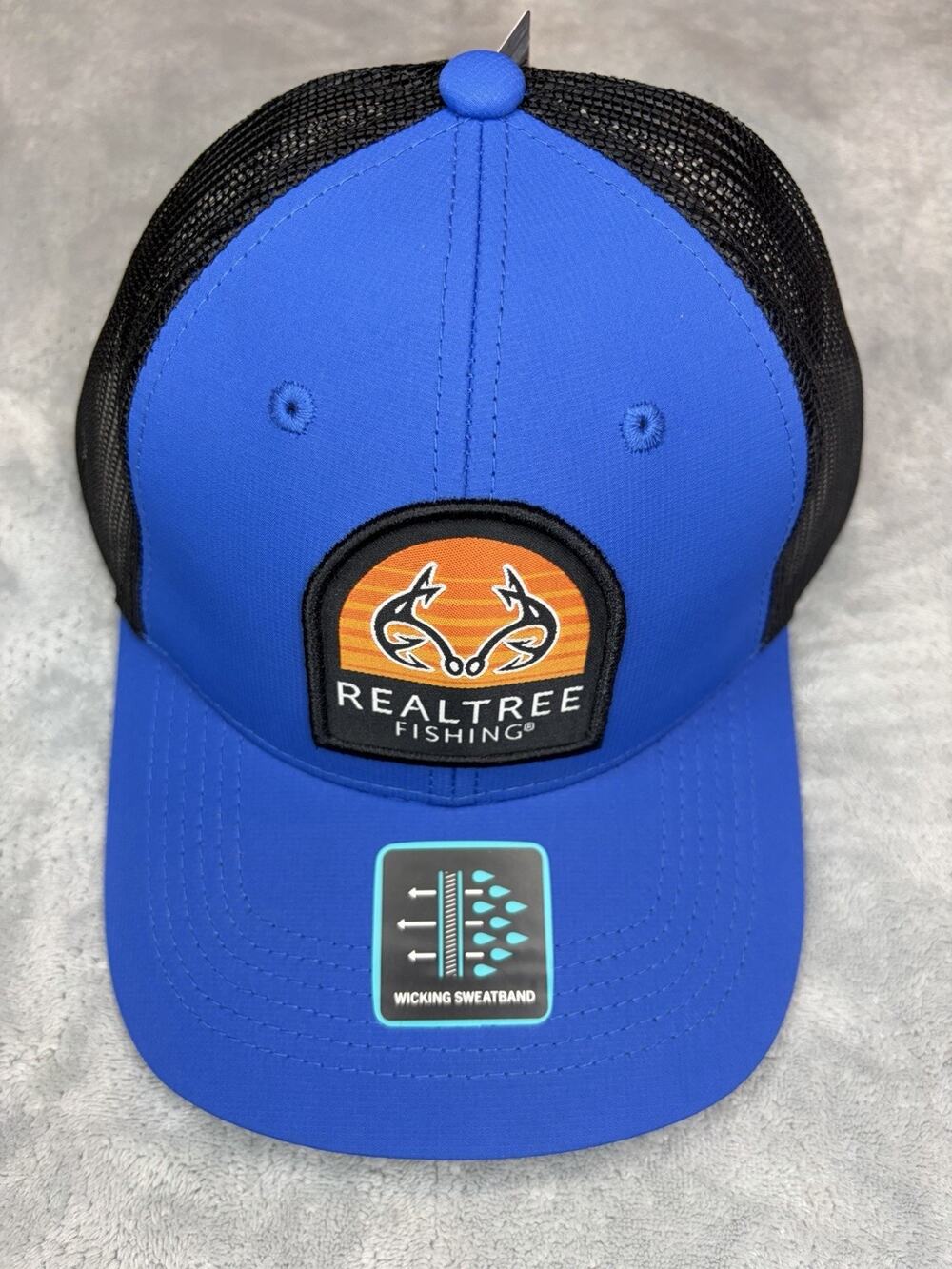 Realtree Fishing Royal/Black 6-Panel Cap Structured, Logo Patch, SnapBack